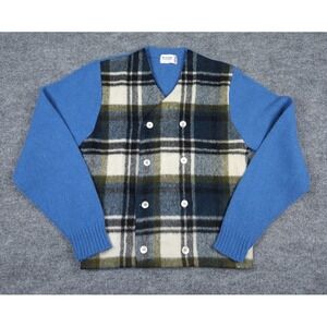 Vintage Jockey Sportswear Cardigan Sweater Adult Small Wool Plaid Button WOW